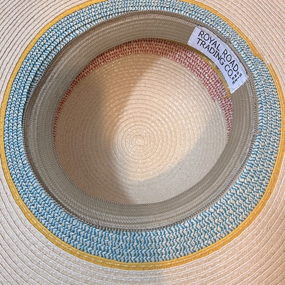 Royal Road Trading Company Turquoise Stone Beaded Band Straw Wide Brim Sun Hat - Picture 10 of 11